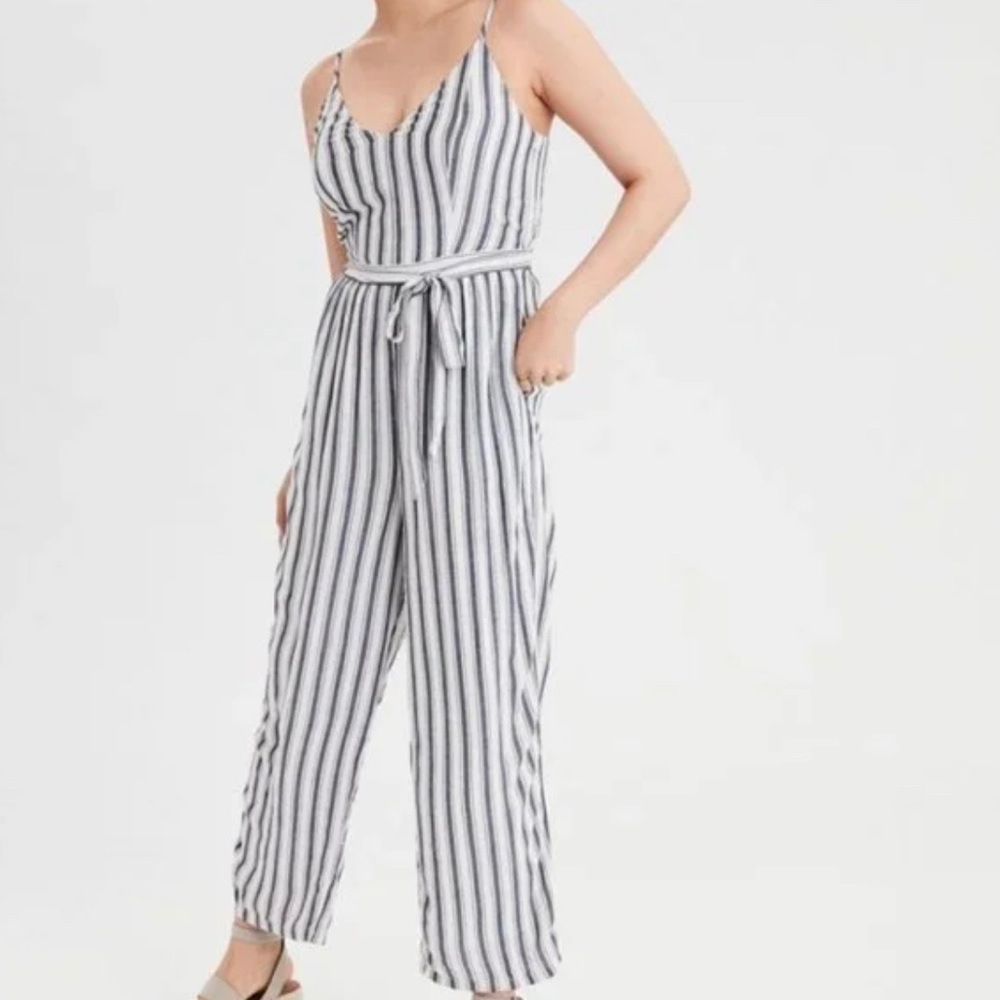 Blue and white Stripped AE Jumpsuit